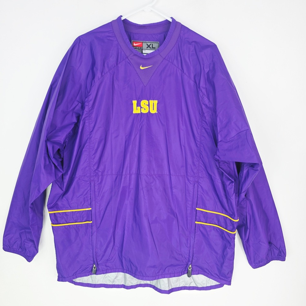 Nike Team LSU Tigers Windbreaker Pullover Mens XL Purple Center Swoosh - Picture 2 of 13